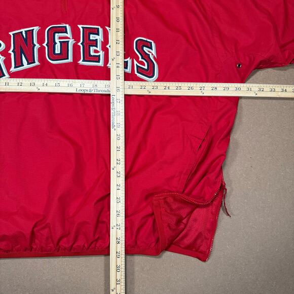 Majestic MLB Los Angeles Angels Pullover Windbreaker Jacket Red XXL Authentic - Picture 8 of 8